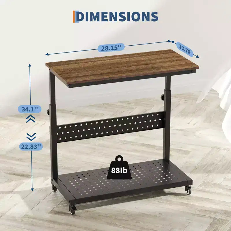 Supporto per Case PC con Ruote, Carrello Regolabile in Altezza per CPU, PC Tower Mobile a 2 Livelli per Sotto Scrivania, Tavolino Laterale per Gaming e Ufficio Domestico