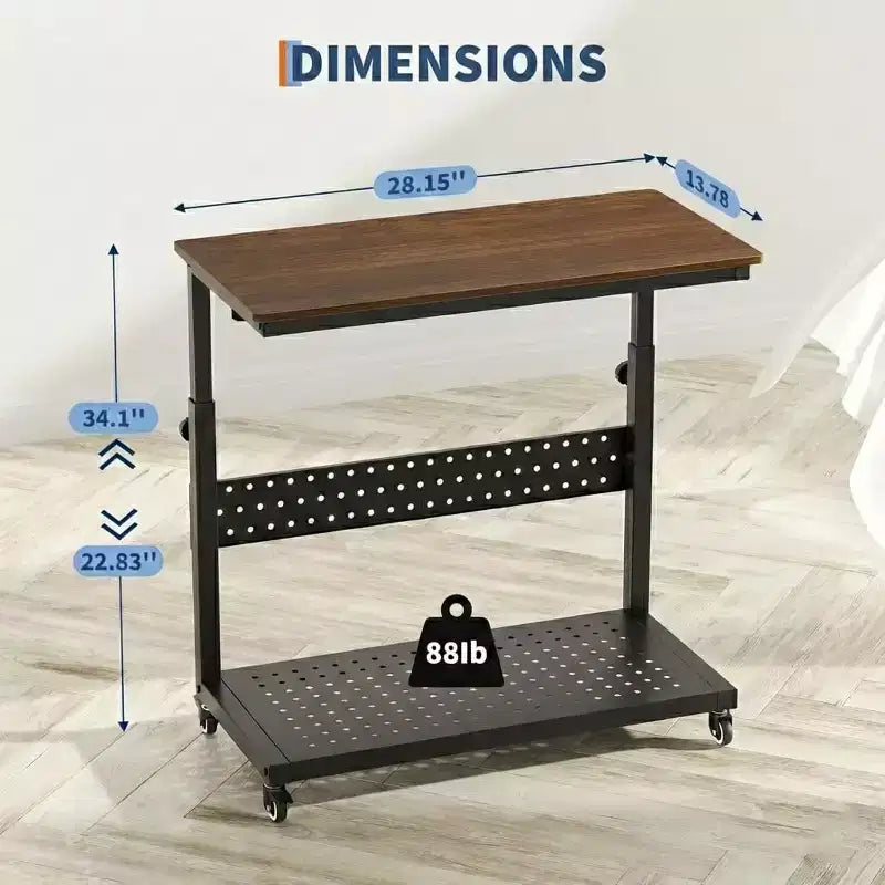 Supporto per Case PC con Ruote, Carrello Regolabile in Altezza per CPU, PC Tower Mobile a 2 Livelli per Sotto Scrivania, Tavolino Laterale per Gaming e Ufficio Domestico