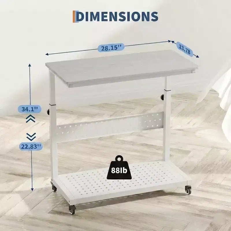 Supporto per Case PC con Ruote, Carrello Regolabile in Altezza per CPU, PC Tower Mobile a 2 Livelli per Sotto Scrivania, Tavolino Laterale per Gaming e Ufficio Domestico