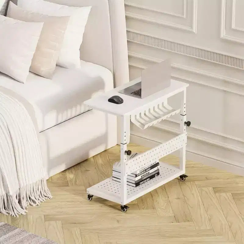 Supporto per Case PC con Ruote, Carrello Regolabile in Altezza per CPU, PC Tower Mobile a 2 Livelli per Sotto Scrivania, Tavolino Laterale per Gaming e Ufficio Domestico