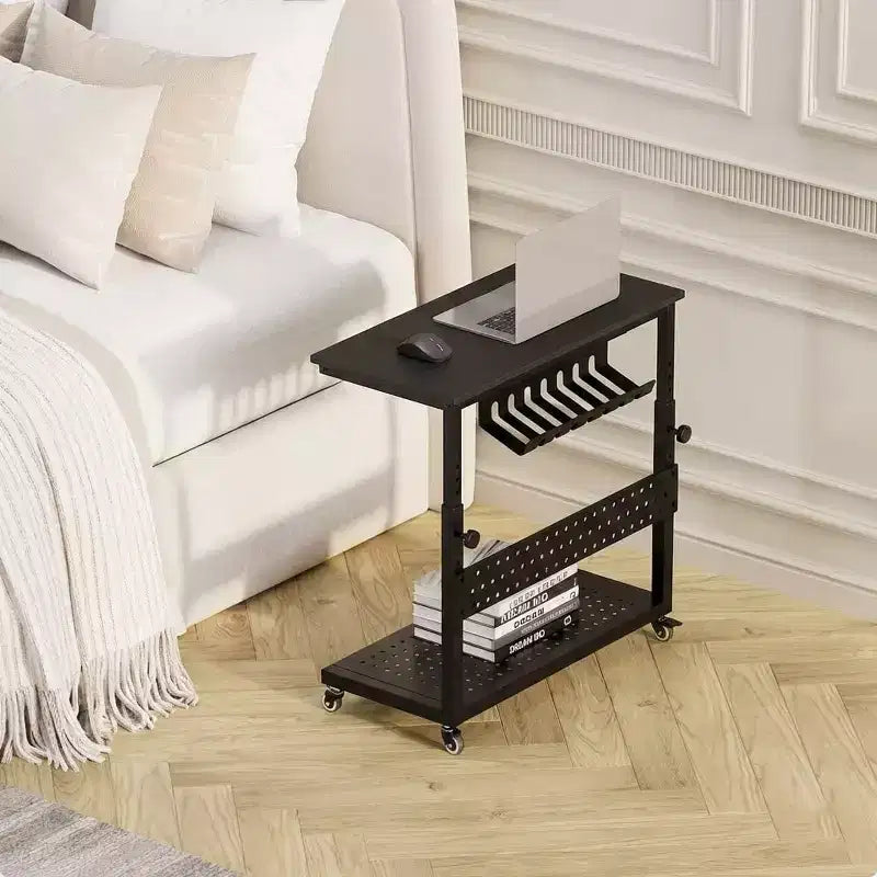 Supporto per Case PC con Ruote, Carrello Regolabile in Altezza per CPU, PC Tower Mobile a 2 Livelli per Sotto Scrivania, Tavolino Laterale per Gaming e Ufficio Domestico