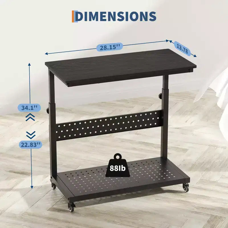 Supporto per Case PC con Ruote, Carrello Regolabile in Altezza per CPU, PC Tower Mobile a 2 Livelli per Sotto Scrivania, Tavolino Laterale per Gaming e Ufficio Domestico