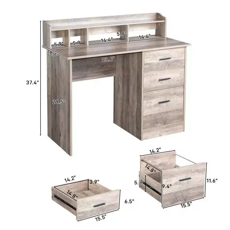 Scrivania per computer Karlhome da 109 cm con 3 cassetti