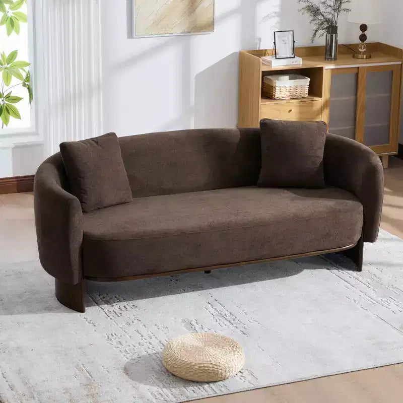 Divano a 3 posti GDFStudio Kyro 81'' moderno imbottito in tessuto bouclé con base in legno e cuscini