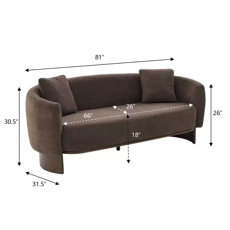 Divano a 3 posti GDFStudio Kyro 81'' moderno imbottito in tessuto bouclé con base in legno e cuscini