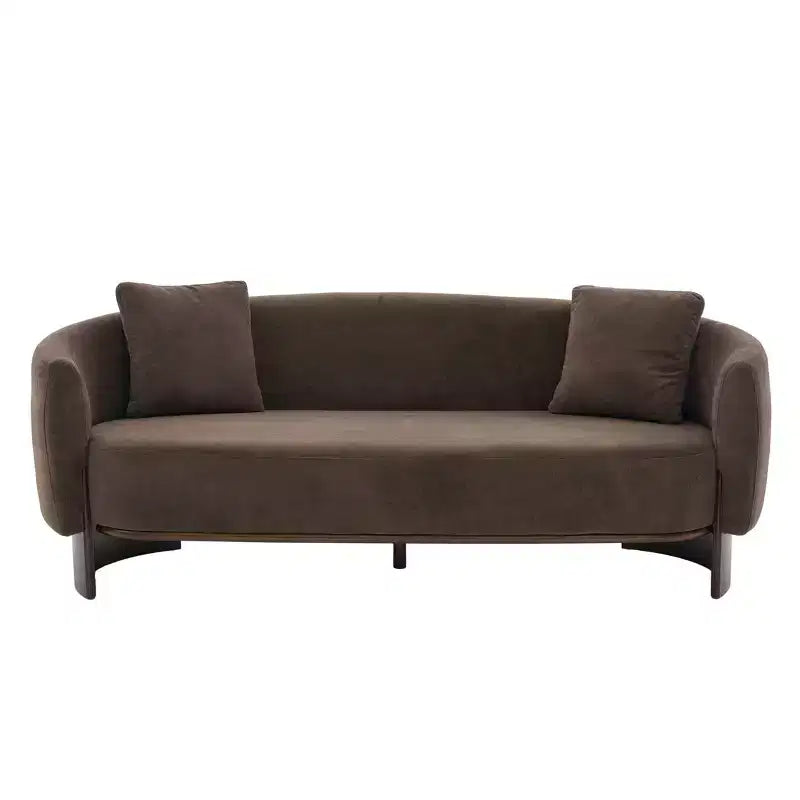 Divano a 3 posti GDFStudio Kyro 81'' moderno imbottito in tessuto bouclé con base in legno e cuscini