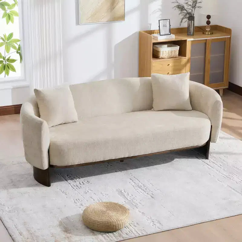 Divano a 3 posti GDFStudio Kyro 81'' moderno imbottito in tessuto bouclé con base in legno e cuscini