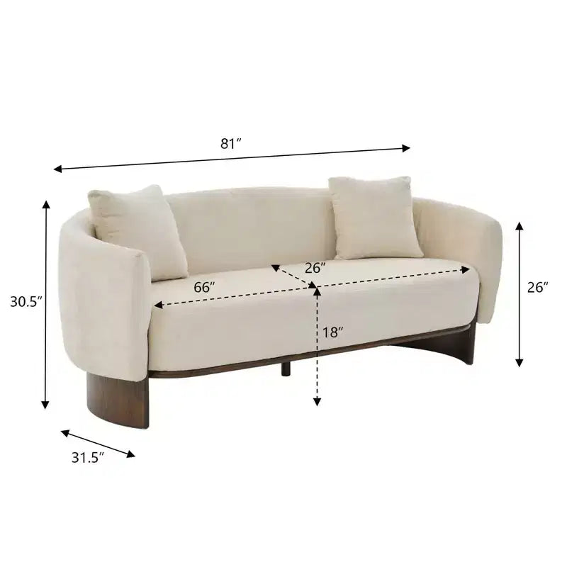 Divano a 3 posti GDFStudio Kyro 81'' moderno imbottito in tessuto bouclé con base in legno e cuscini