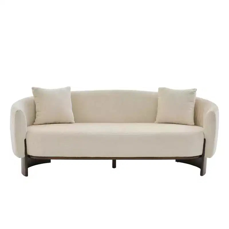 Divano a 3 posti GDFStudio Kyro 81'' moderno imbottito in tessuto bouclé con base in legno e cuscini