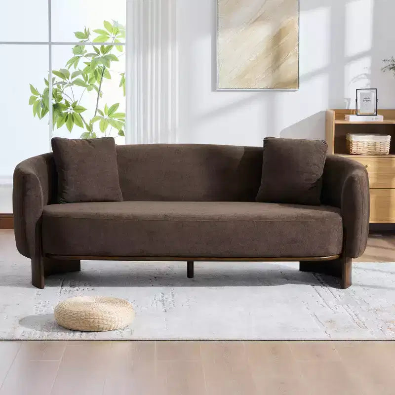 Divano a 3 posti GDFStudio Kyro 81'' moderno imbottito in tessuto bouclé con base in legno e cuscini