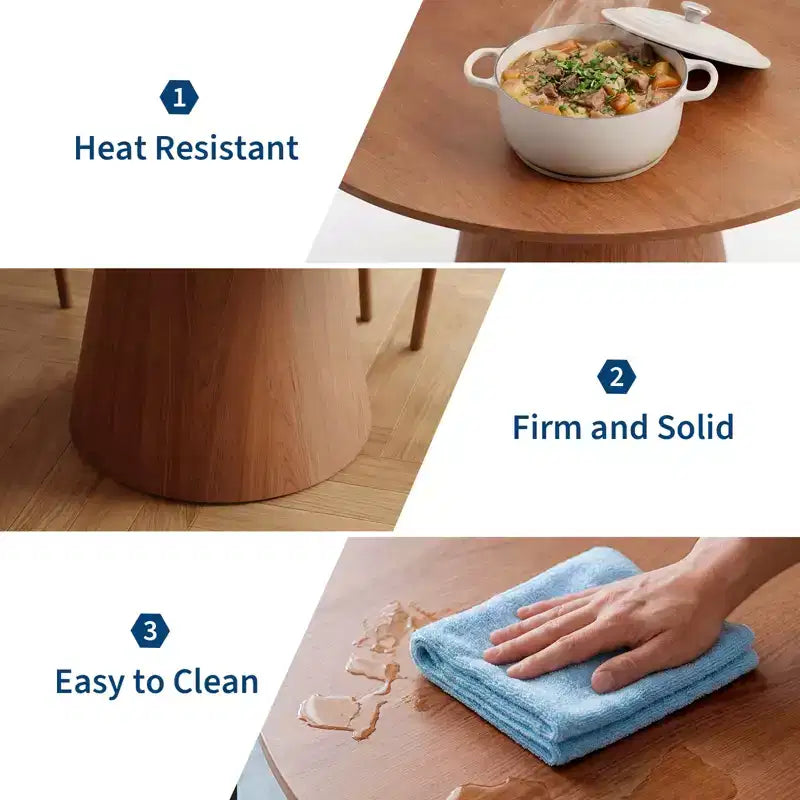 Tavolo da pranzo rotondo in legno da 43 pollici per 4 persone, tavolo da cucina moderno salvaspazio con base a piedistallo