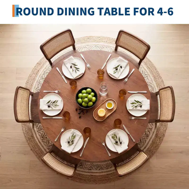 Tavolo da pranzo rotondo in legno da 43 pollici per 4 persone, tavolo da cucina moderno salvaspazio con base a piedistallo
