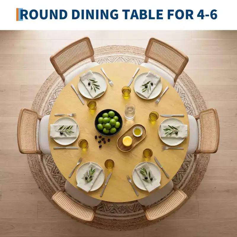Tavolo da pranzo rotondo in legno da 43 pollici per 4 persone, tavolo da cucina moderno salvaspazio con base a piedistallo