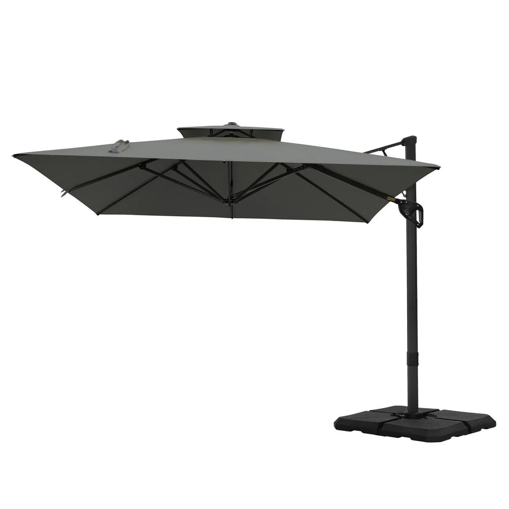 MAISON ARTS Sombrilla Cantilever Hidráulica Automática de 3.65 m, Poste de Aluminio con Rotación de 360 Grados