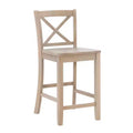 24" Torino Solid Wood Traditional X-Back Counter Height Barstools Gray Wash - Linon