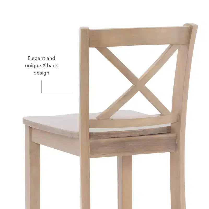 Sgabelli da bar X-Back tradizionali Torino da 24" in legno massello lavato grigio -