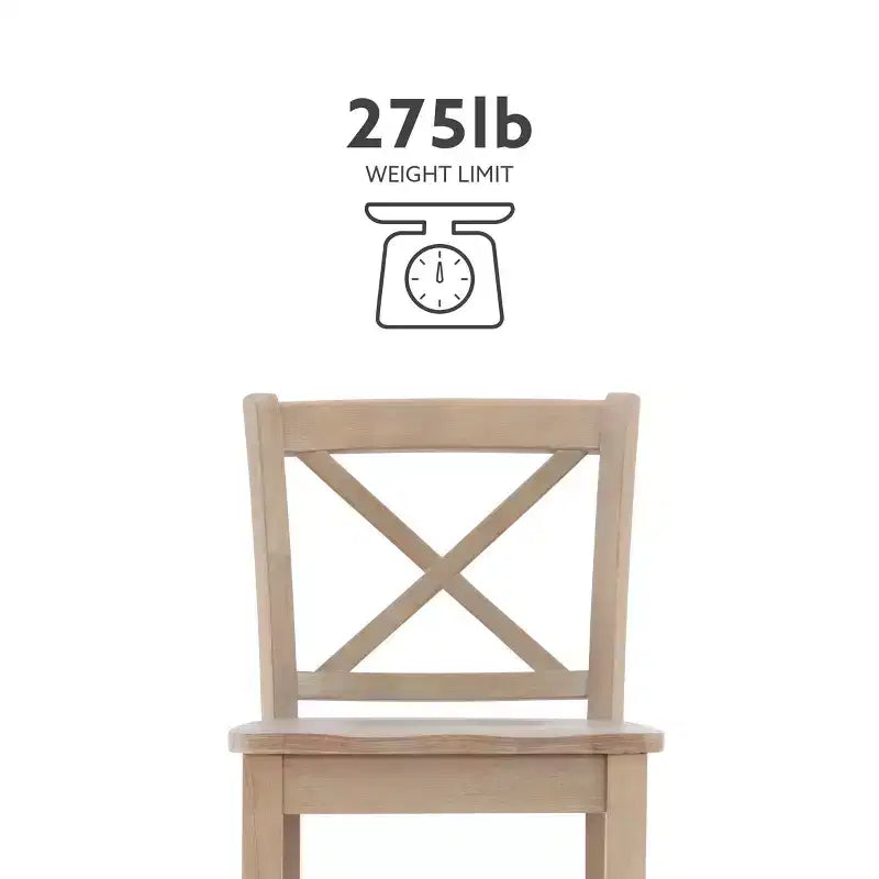 Sgabelli da bar X-Back tradizionali Torino da 24" in legno massello lavato grigio -