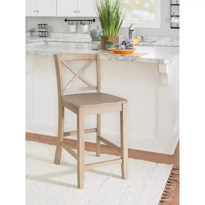 Sgabelli da bar X-Back tradizionali Torino da 24" in legno massello lavato grigio -