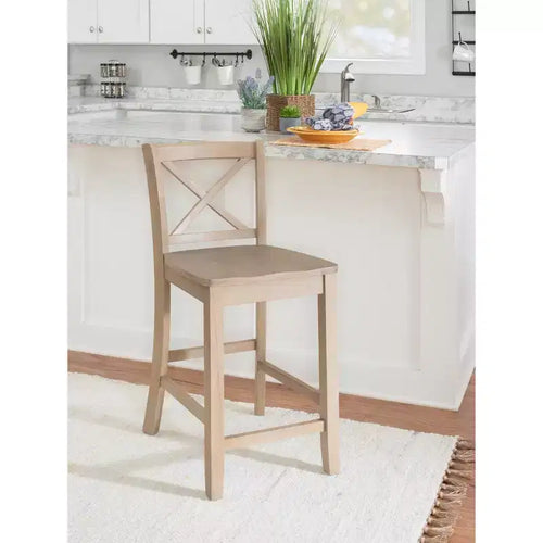 Sgabelli da bar X-Back tradizionali Torino da 24" in legno massello lavato grigio -