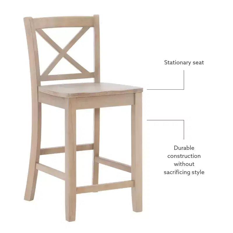 Sgabelli da bar X-Back tradizionali Torino da 24" in legno massello lavato grigio -