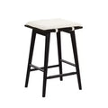Nathan James Barker Wood and Boucle Counter Height Barstool Black: Linen Upholstered, 24.8" Tall