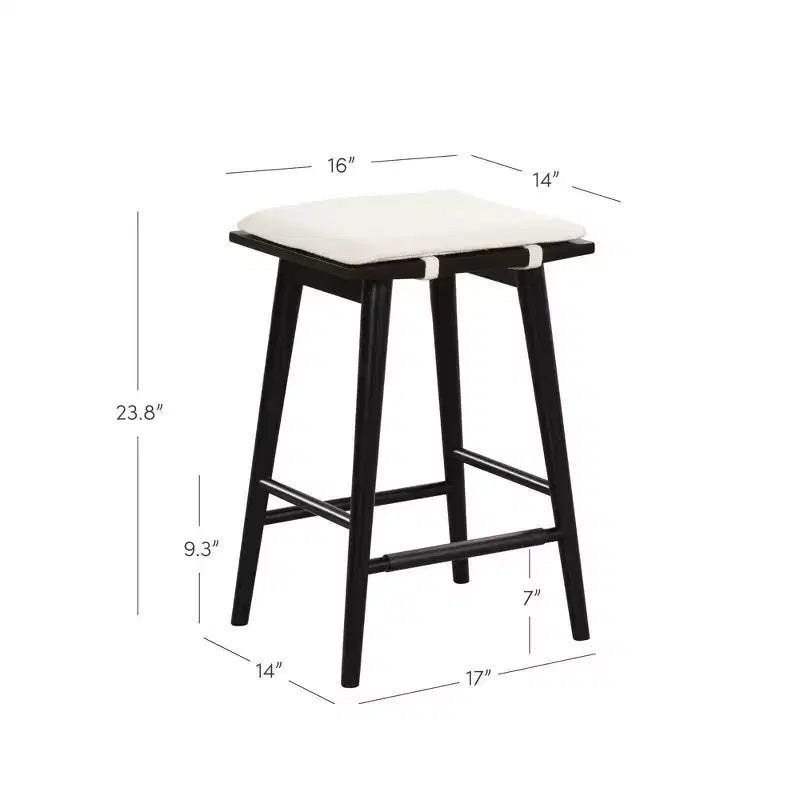 Sgabello da bar Barker Wood e Boucle, altezza bancone, nero: Rivestito in lino, altezza 63 cm