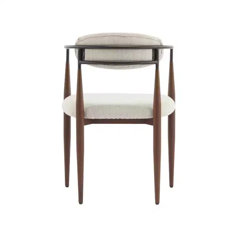 Set di 2 sedie da pranzo Eva moderne imbottite in ferro con schienale aperto curvo beige/marrone scuro