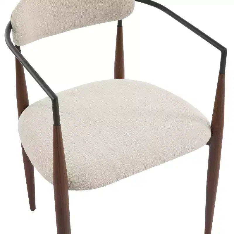 Set di 2 sedie da pranzo Eva moderne imbottite in ferro con schienale aperto curvo beige/marrone scuro