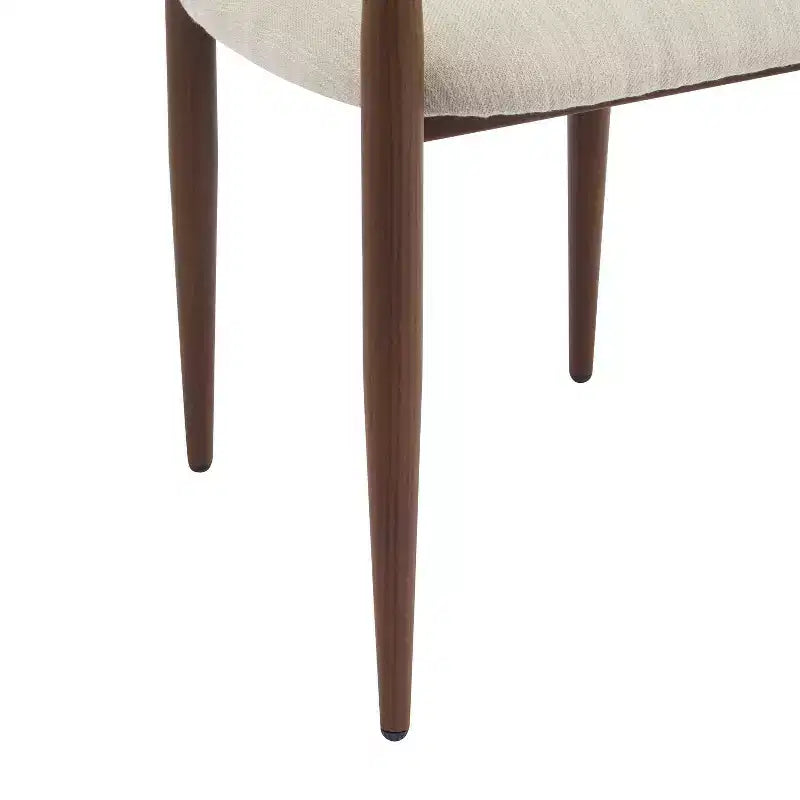 Set di 2 sedie da pranzo Eva moderne imbottite in ferro con schienale aperto curvo beige/marrone scuro