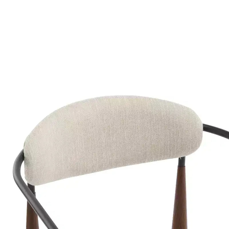 Set di 2 sedie da pranzo Eva moderne imbottite in ferro con schienale aperto curvo beige/marrone scuro
