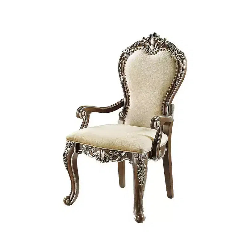 Sedia da pranzo Latisha 24" Marrone Antico - : ciniglia grigia, dettagli argentati, borchie decorative