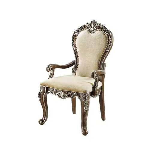 Sedia da pranzo Latisha 24" Marrone Antico - : ciniglia grigia, dettagli argentati, borchie decorative