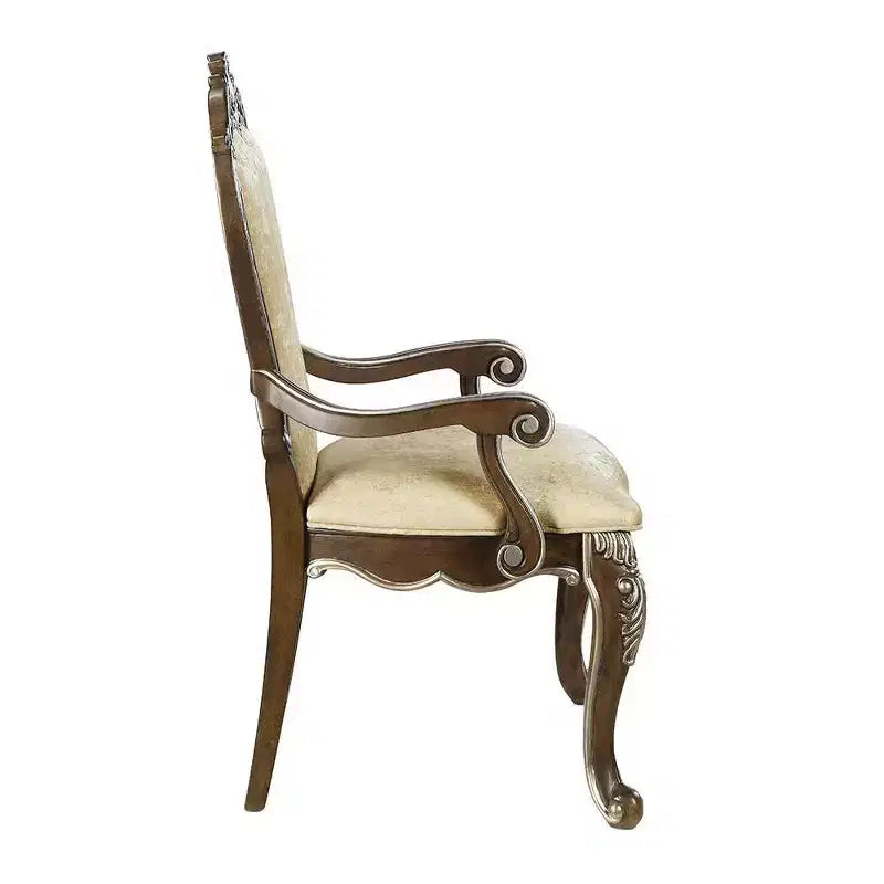 Sedia da pranzo Latisha 24" Marrone Antico - : ciniglia grigia, dettagli argentati, borchie decorative