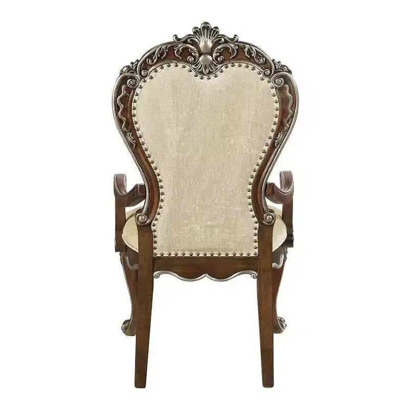 Sedia da pranzo Latisha 24" Marrone Antico - : ciniglia grigia, dettagli argentati, borchie decorative