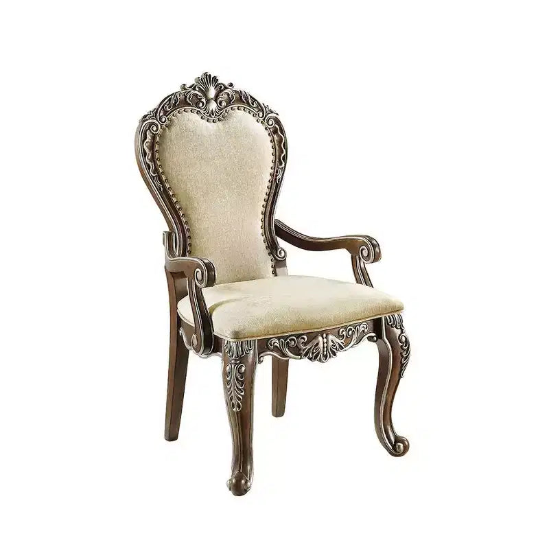 Sedia da pranzo Latisha 24" Marrone Antico - : ciniglia grigia, dettagli argentati, borchie decorative