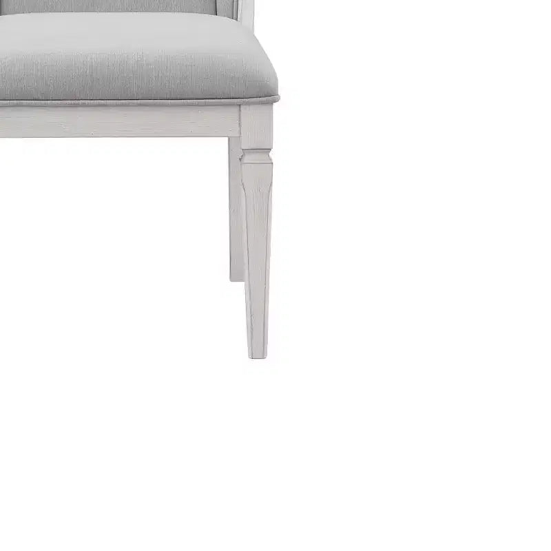 Sedia da pranzo Katia 56,5 cm in lino grigio chiaro e finitura bianco invecchiato -