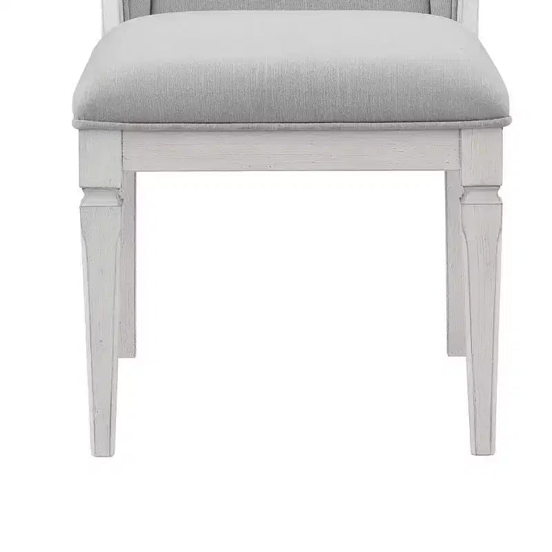 Sedia da pranzo Katia 56,5 cm in lino grigio chiaro e finitura bianco invecchiato -
