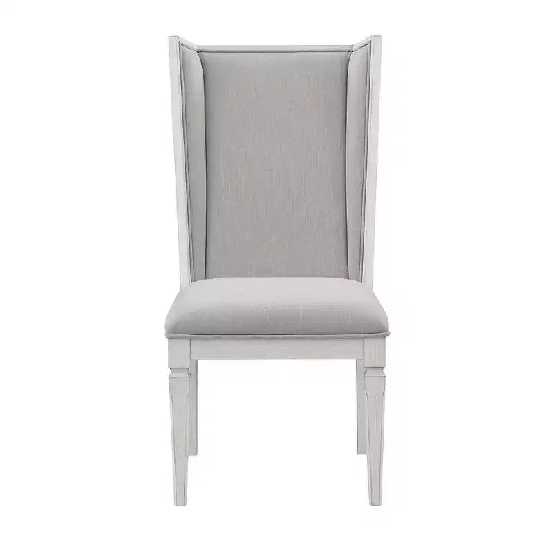 Sedia da pranzo Katia 56,5 cm in lino grigio chiaro e finitura bianco invecchiato -