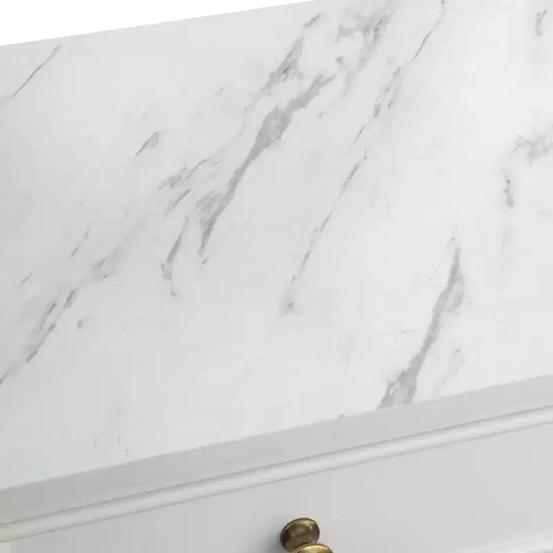 Monza Mobiletto Modulare con Top in Finto Marmo e 3 Cassetti Bianco: Credenza in Stile Rustico, Top in Finto Marmo, Struttura in MDF
