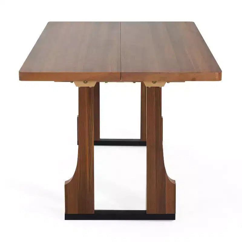 Tavolo da pranzo Rowan Rustic da 63" con base a doppio piedistallo in noce