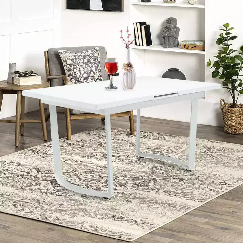 Tavoli da pranzo Palton 60-72" Bianco lucido - : Rettangolare allungabile elegante per 6 persone