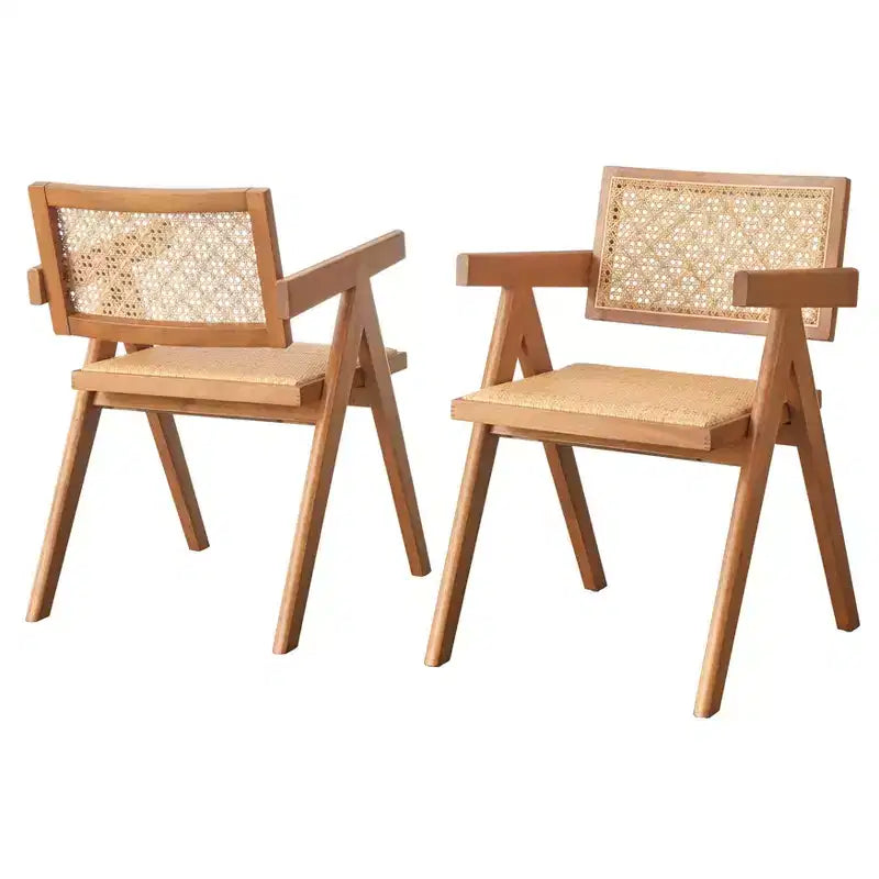 Set da pranzo moderno Valentina 6 pezzi con 1 tavolo, 2 sedie, 2 poltrone, 1 panca, Noce Chiaro