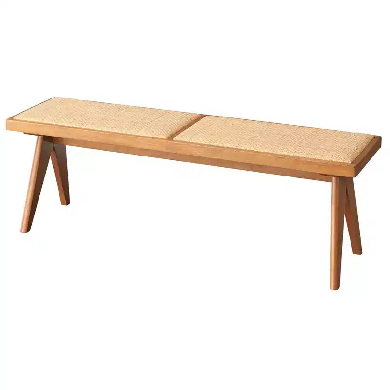 Set da pranzo moderno Valentina 6 pezzi con 1 tavolo, 2 sedie, 2 poltrone, 1 panca, Noce Chiaro