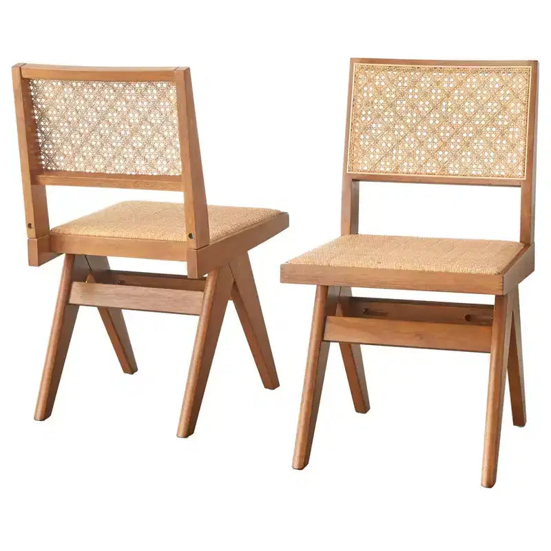 Set da pranzo moderno Valentina 6 pezzi con 1 tavolo, 2 sedie, 2 poltrone, 1 panca, Noce Chiaro