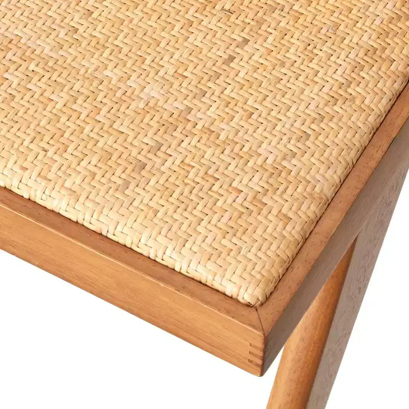 Set da pranzo moderno Valentina 6 pezzi con 1 tavolo, 2 sedie, 2 poltrone, 1 panca, Noce Chiaro
