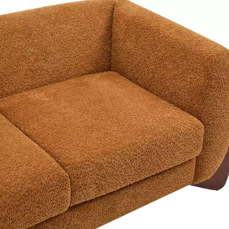 James 63" Divanetto in Tessuto Bouclé Caramello