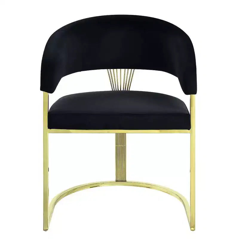 Poltrona di design Fallon 20" Velluto Nero/Oro Specchiato - : Nessun montaggio, Struttura in acciaio inossidabile