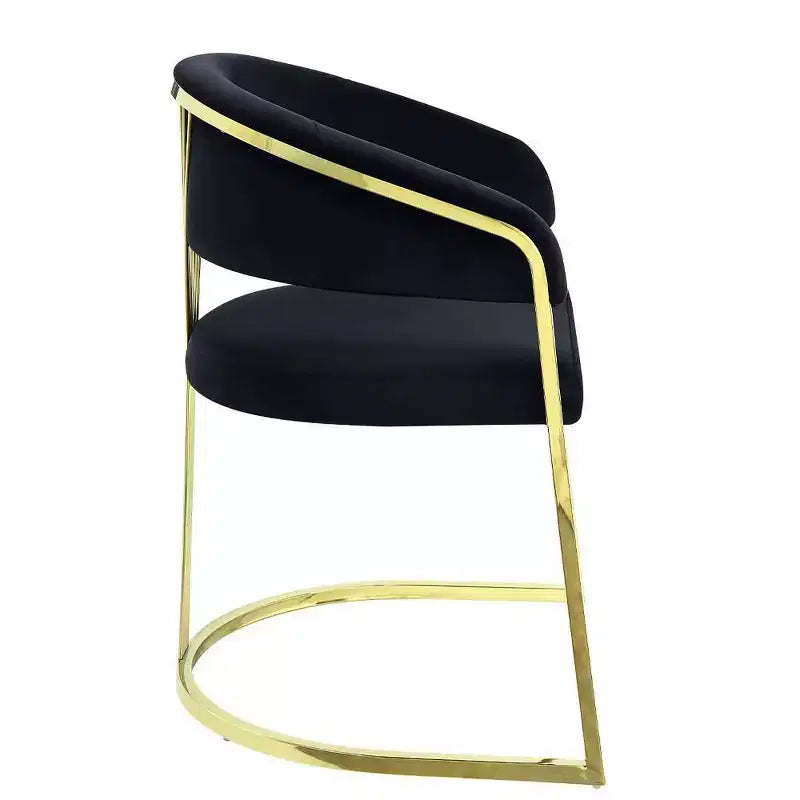 Poltrona di design Fallon 20" Velluto Nero/Oro Specchiato - : Nessun montaggio, Struttura in acciaio inossidabile