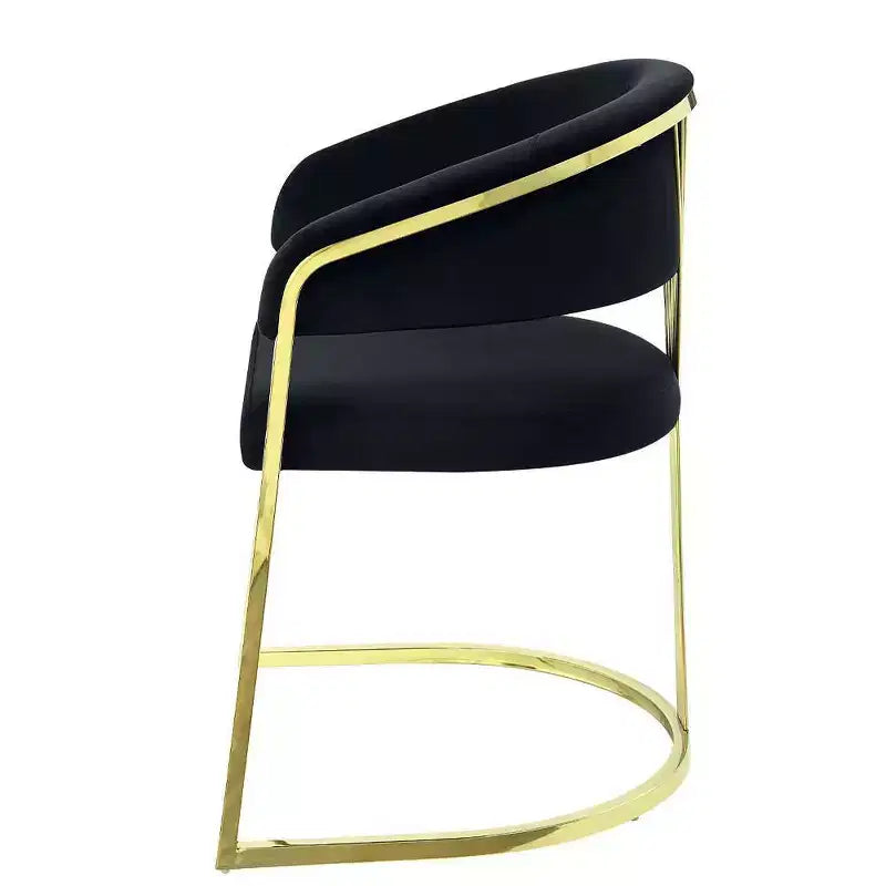 Poltrona di design Fallon 20" Velluto Nero/Oro Specchiato - : Nessun montaggio, Struttura in acciaio inossidabile