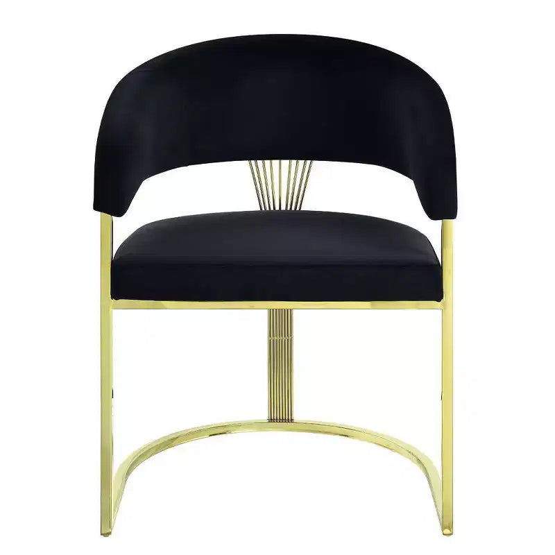 Poltrona di design Fallon 20" Velluto Nero/Oro Specchiato - : Nessun montaggio, Struttura in acciaio inossidabile